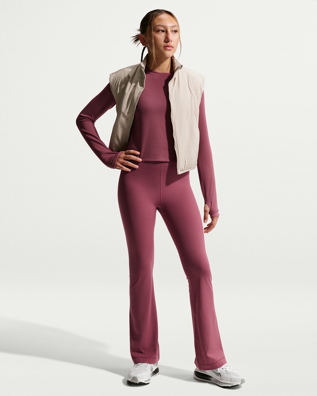 Nike Mavn Girls' High-Waisted Leggings - Pink Smoke/Pink Smoke