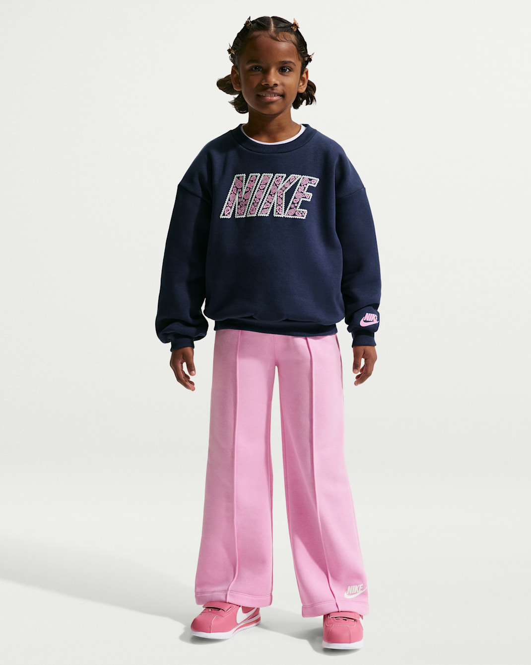 Nike Retro Remix Little Kids' 2-Piece Wide Leg Pants Set - Pink Rise