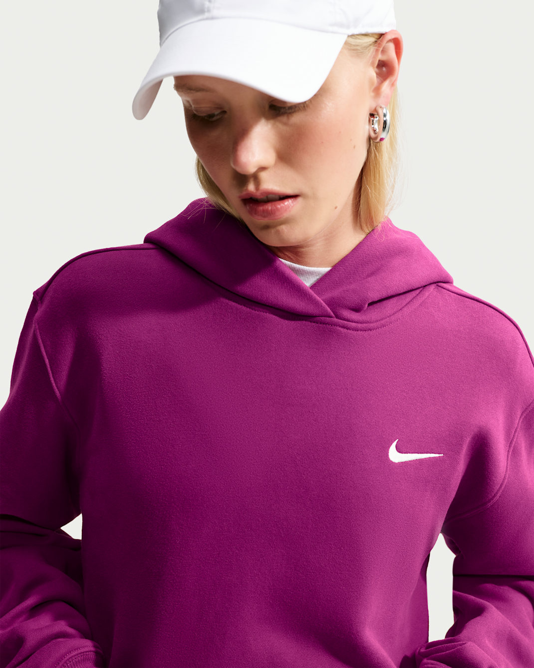 Sudadera con gorro sin cierre para mujer Nike Studio Fleece Medium Weight - Baya genuino/Vela