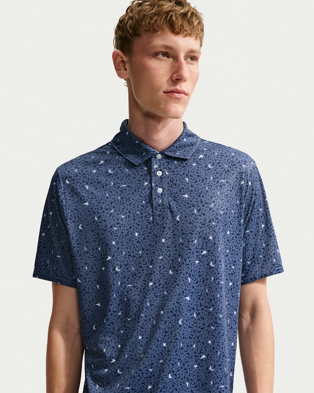 Nike Par Dri-FIT golfpoloskjorte med fuglemikrotrykk til herre - Diffused Blue