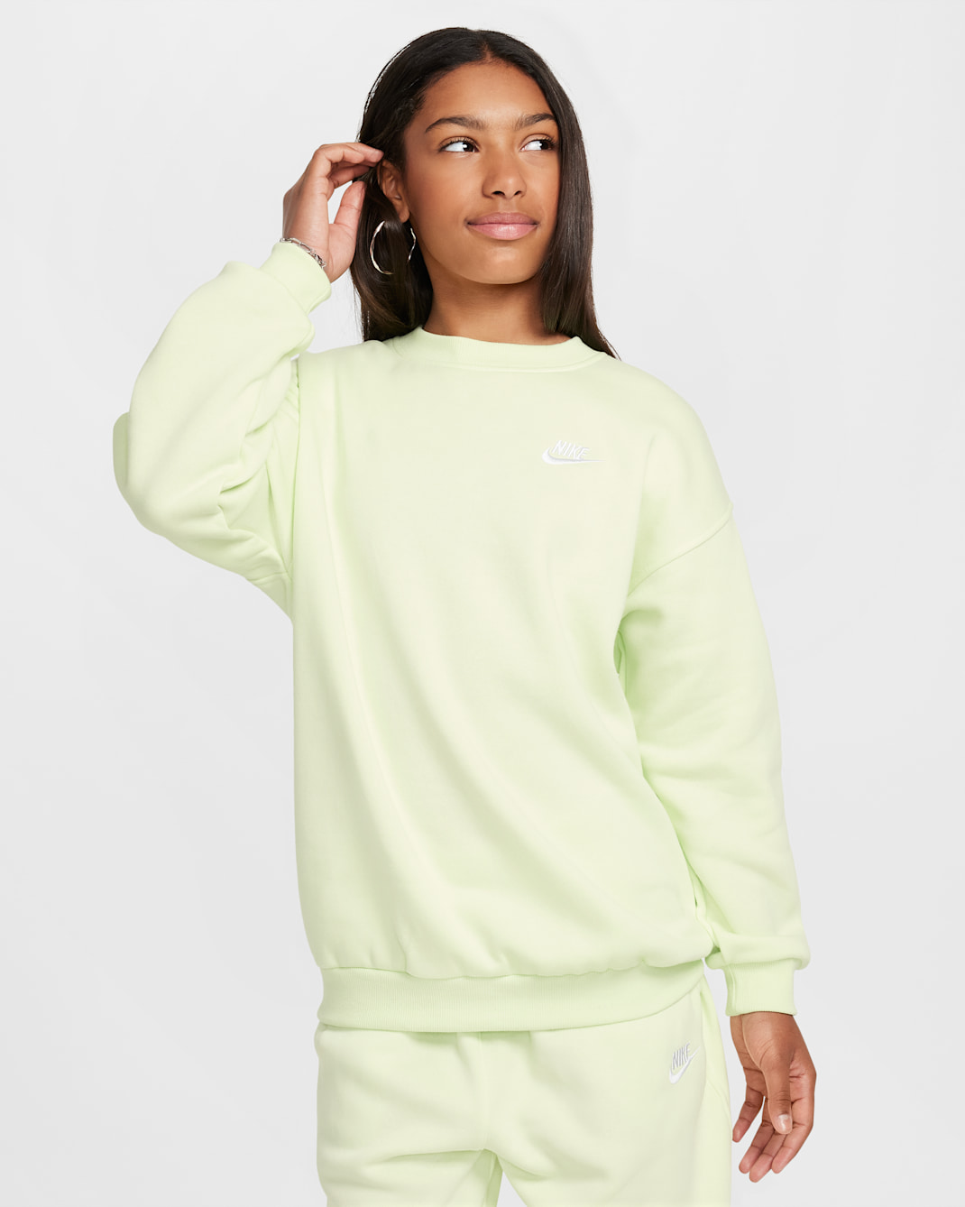 Sudadera oversized para niños talla grande Nike Sportswear Club Fleece - Hielo lima/Blanco