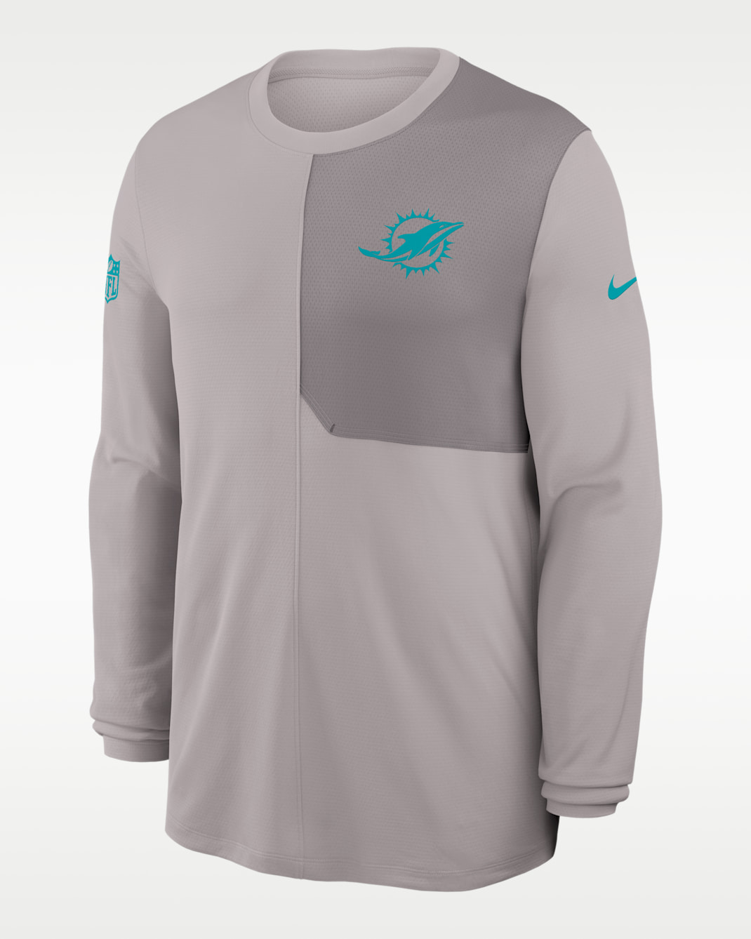 Miami Dolphins Sideline Coach Men's Nike Dri-FIT NFL Long-Sleeve Top - Grey