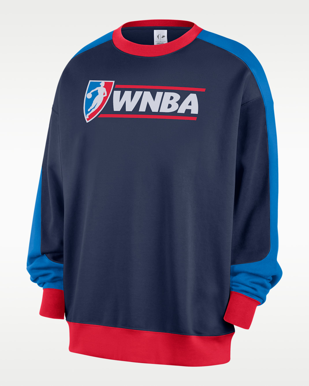 Sudadera de cuello redondo de tejido Fleece Nike WNBA 30th - Azul marino medianoche/Rojo acción/Azul foto claro/Blanco