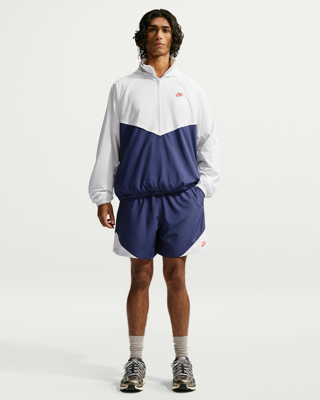 Nike Windrunner Men's Lightweight Woven Shorts - Blue Void/Summit White/Light Crimson