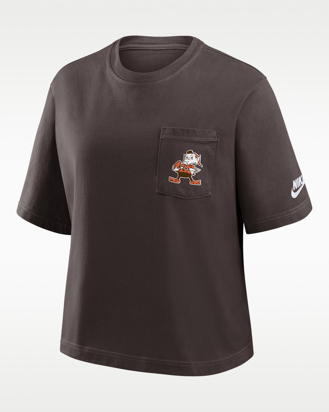 Cleveland Browns Rewind Pocket Boxy Women's Nike NFL T-Shirt - Brown