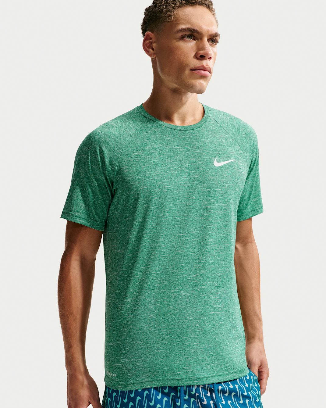 Nike Swim Hydroguard Essential Men's Dri-FIT UV Short-Sleeve Top - Malachite/Malachite/White