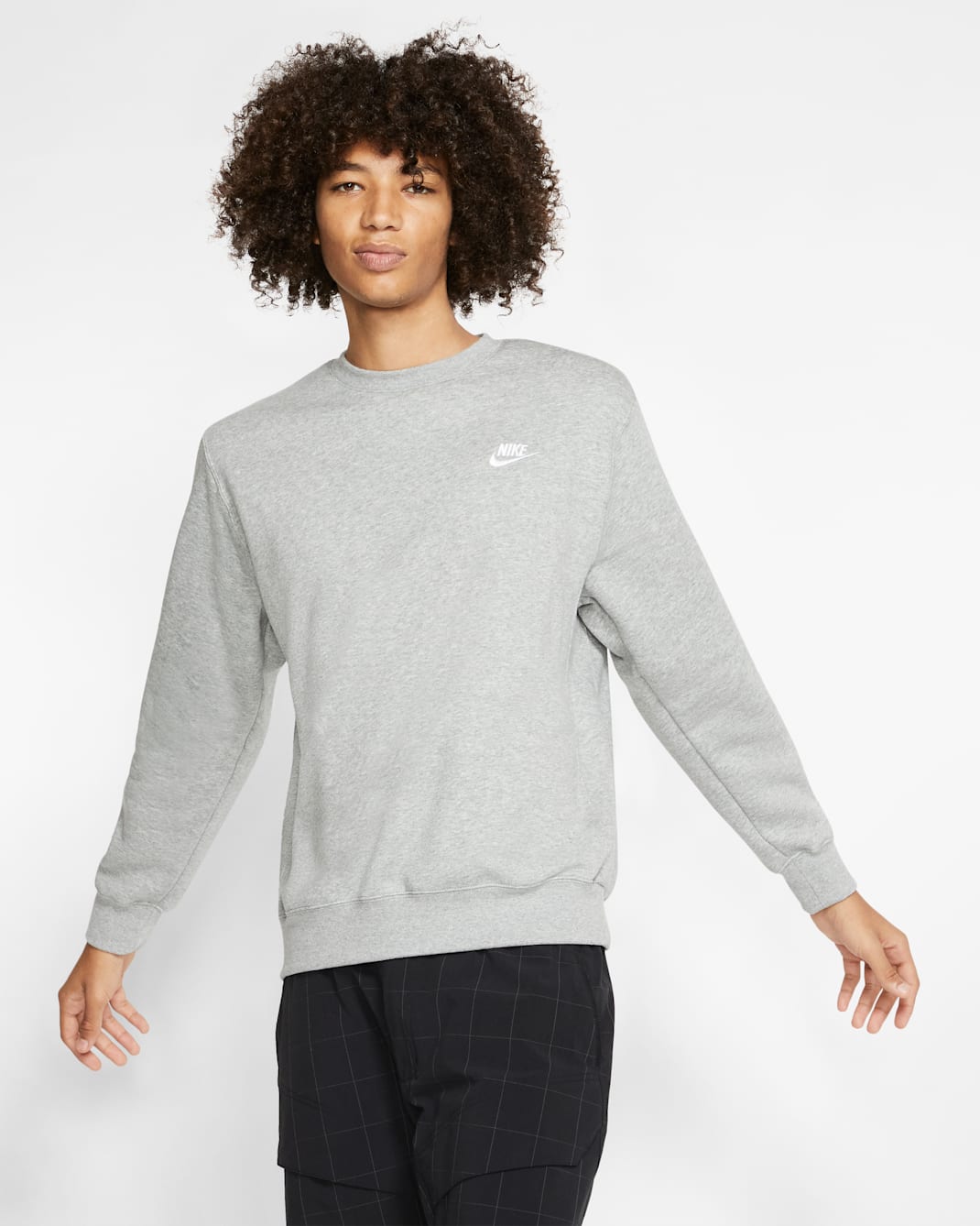Nike Sportswear Club Fleece Men's Crew - Dark Grey Heather/White