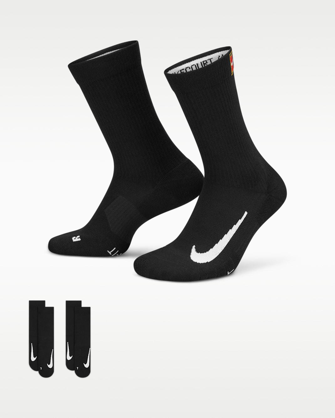 Středně vysoké tenisové ponožky NikeCourt Multiplier Cushioned (2 páry) - Černá/Černá