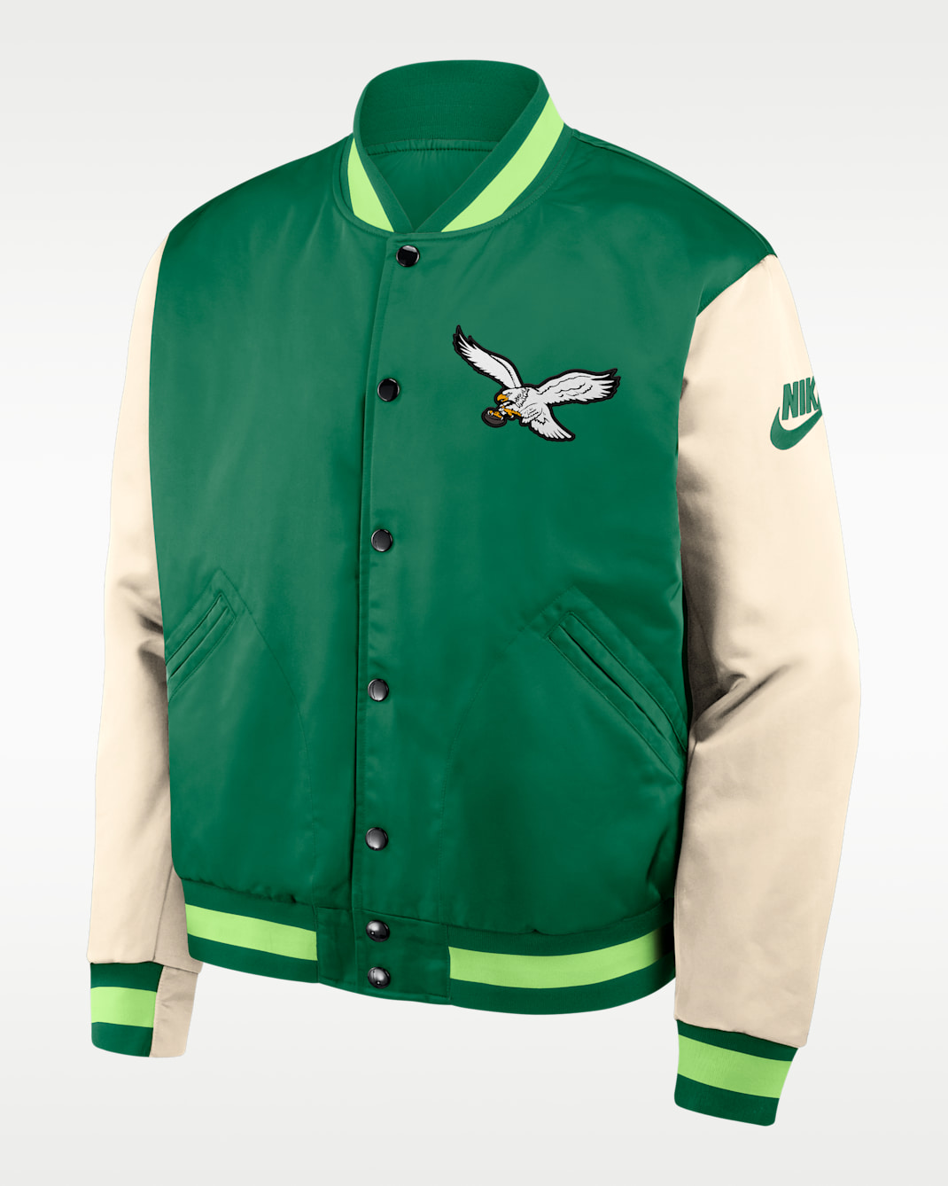 Philadelphia Eagles Rewind Legacy Men's Nike NFL Full-Snap Bomber Jacket - Green