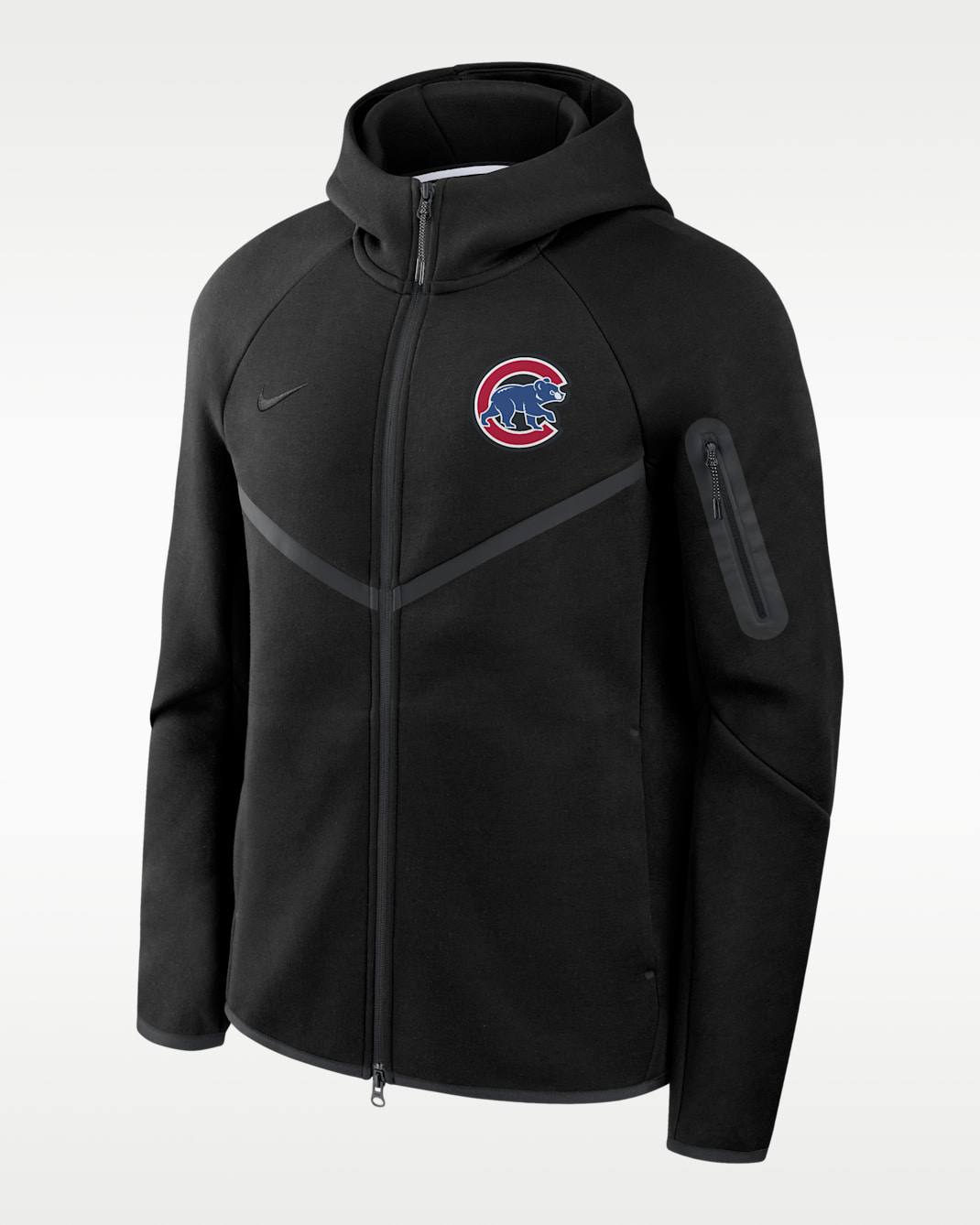 Chicago Cubs Tech Fleece Windrunner Men's Nike MLB Full-Zip Hooded Jacket - Black