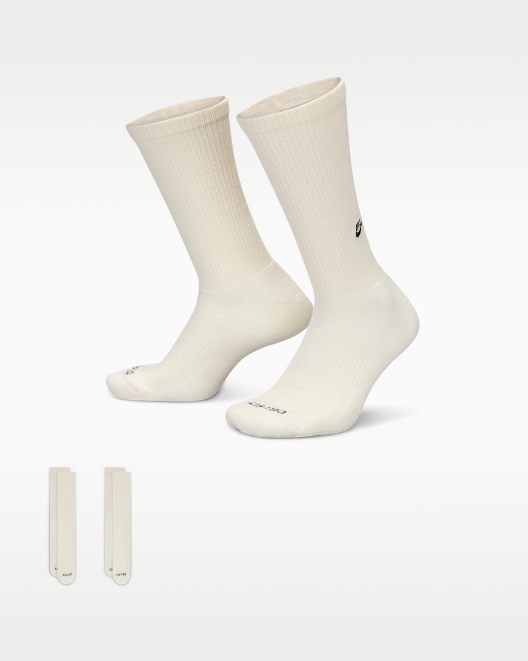 Nike Everyday Cushioned Crew Socks (2 Pairs) - Sail/Black