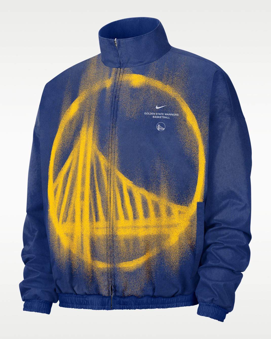 Golden State Warriors Nike Standard Issue Men's Woven Basketball Jacket - Rush Blue/Amarillo