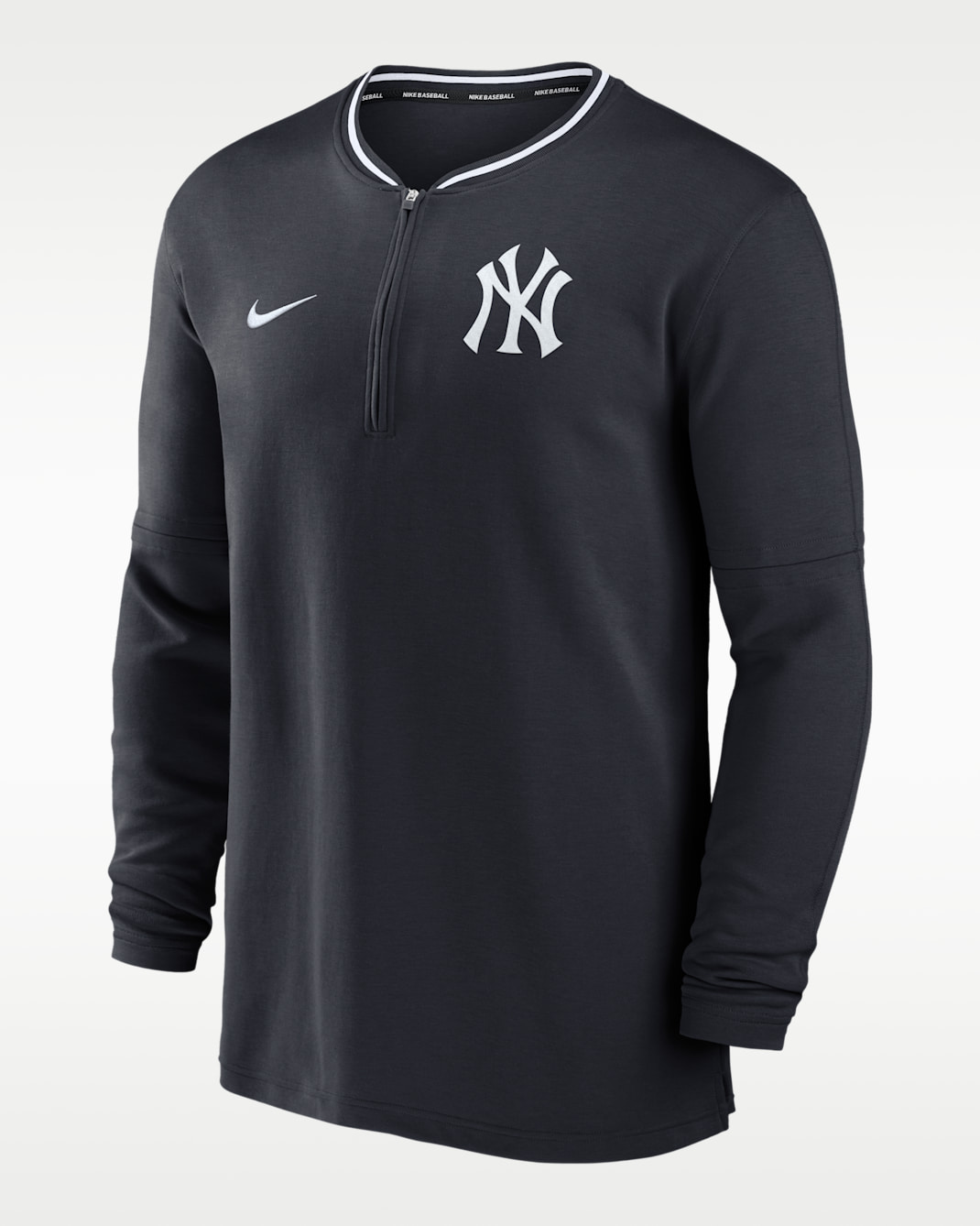 Playera de manga larga Nike Dri-FIT de la MLB de medio cierre para hombre New York Yankees Authentic Collection - Azul marino