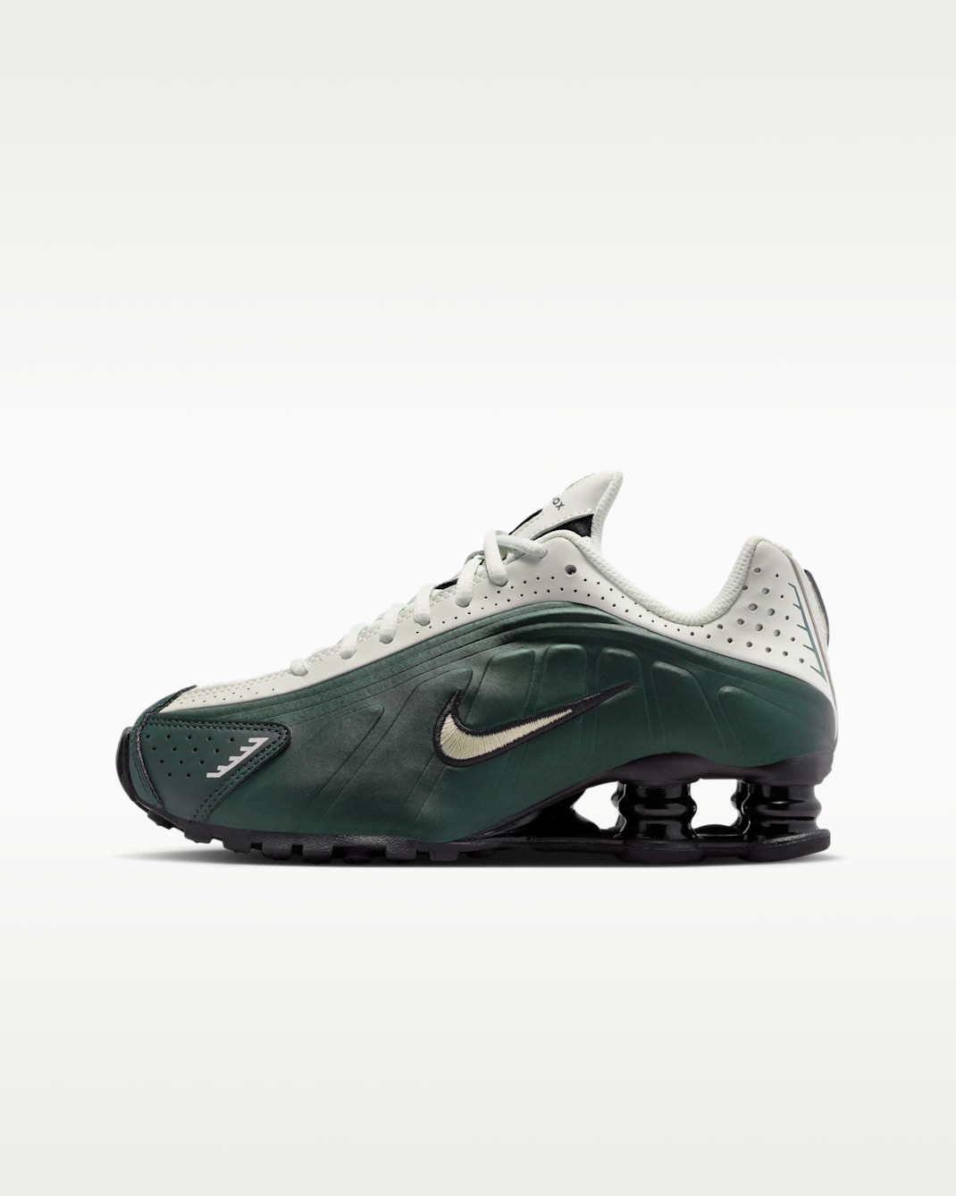 Nike Shox R4 Big Kids' Shoes - Black Spruce/Spruce Aura/Black/Olive Aura