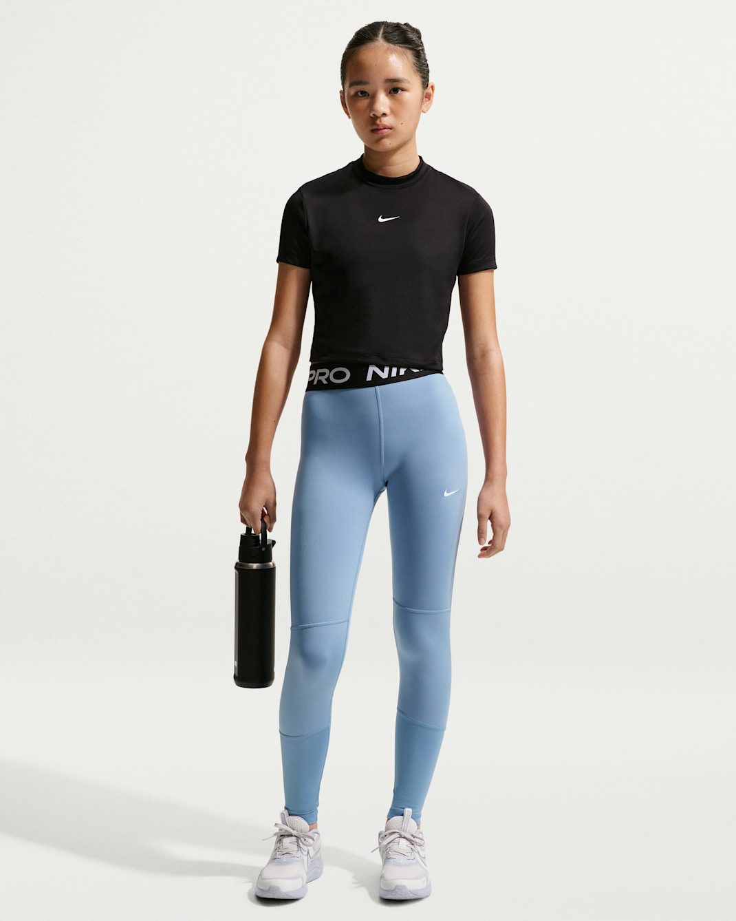 Nike Pro Dri-FIT Older Kids' (Girls') Leggings - Work Blue/Black/White