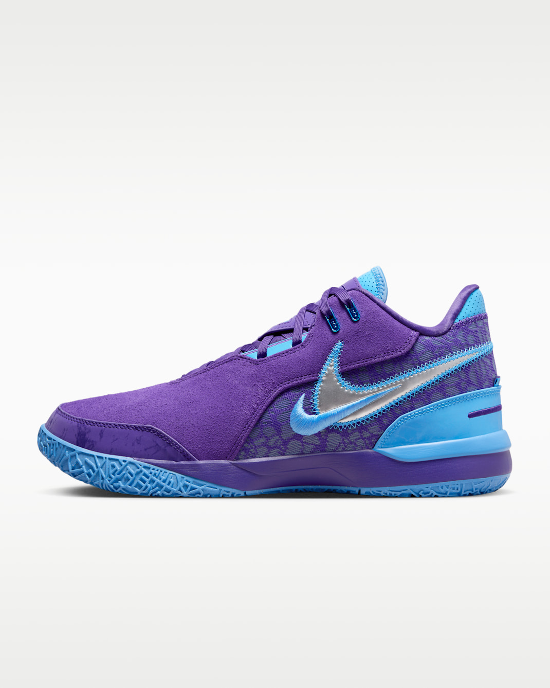 Tenis de básquetbol LeBron NXXT Gen AMPD - Morado campo/Azul universitario/Plata metalizado