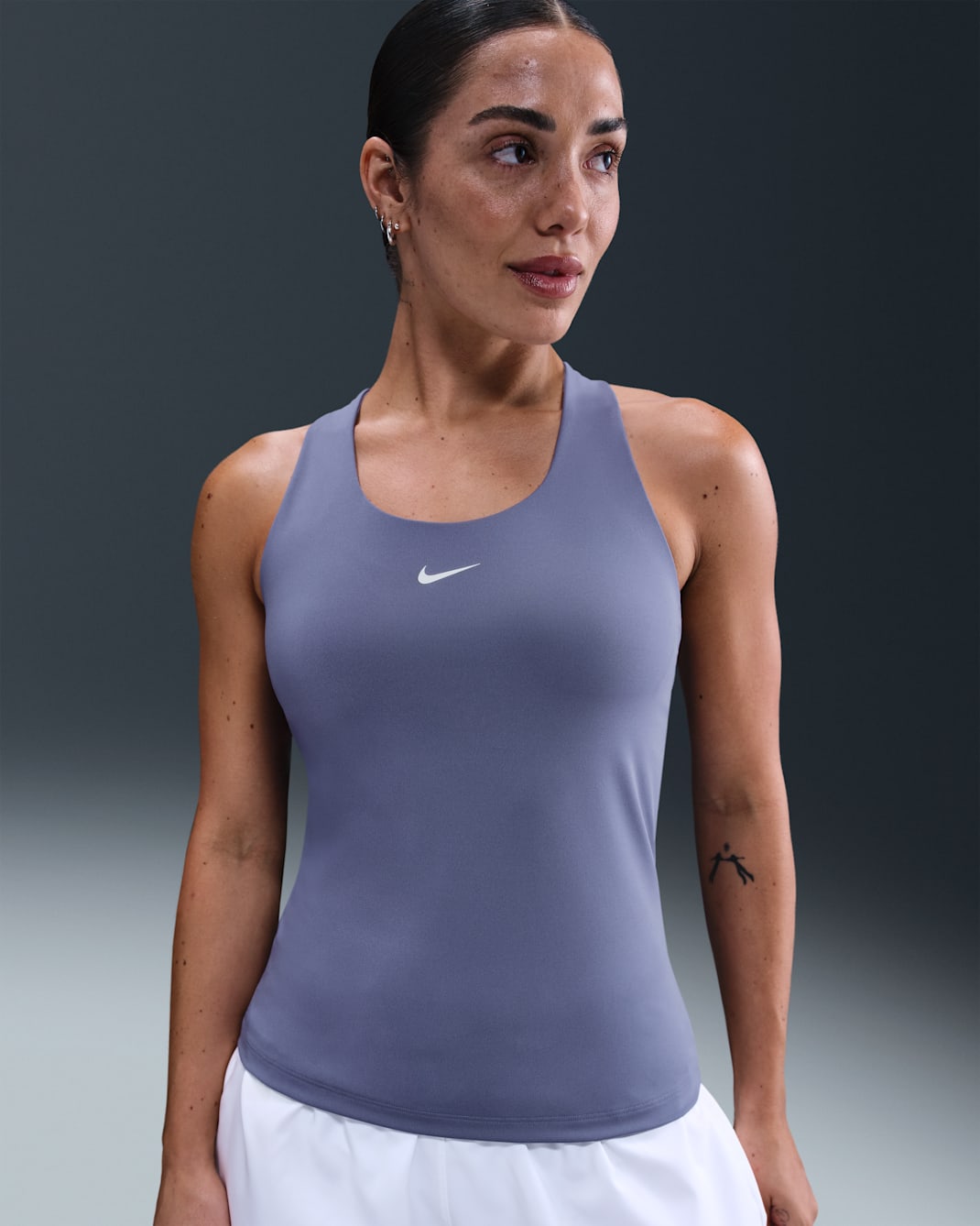 Nike Swoosh Women's Medium-Support Padded Sports Bra Tank - World Indigo/White