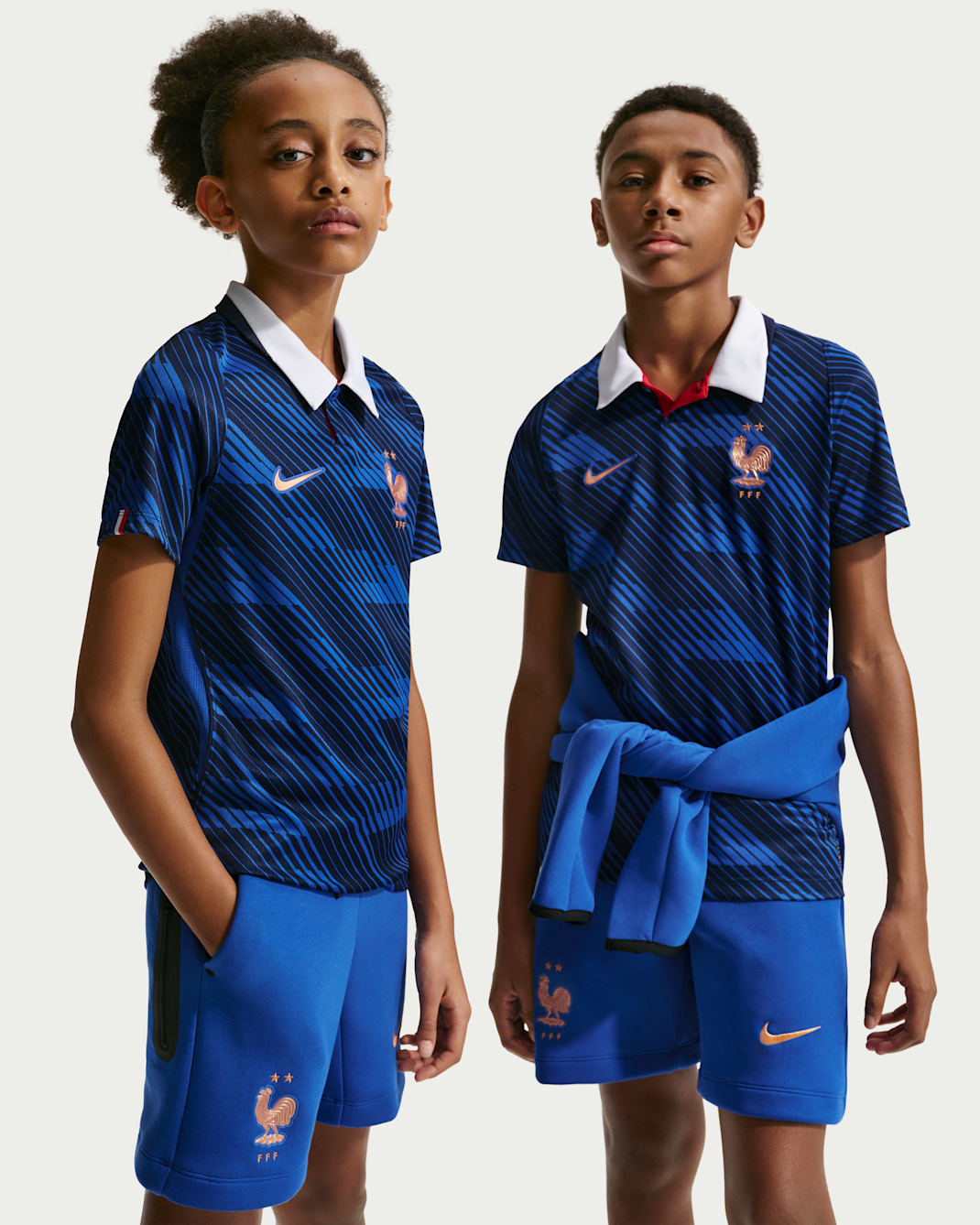 Maglia da calcio replica Nike Dri-FIT Francia 2026 Stadium della divisa Home – Ragazzo/a - Game Royal/Blackened Blue/Bianco/Metallic Copper