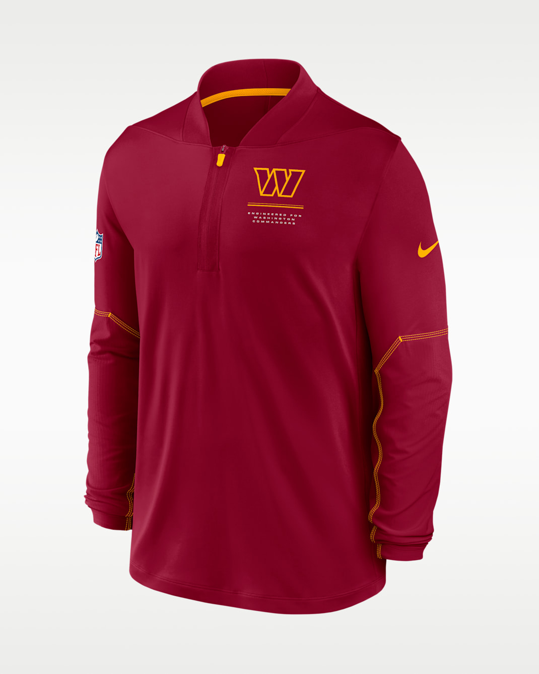 Playera Nike Dri-FIT de la NFL de medio cierre para hombre Washington Commanders Sideline - Rojo