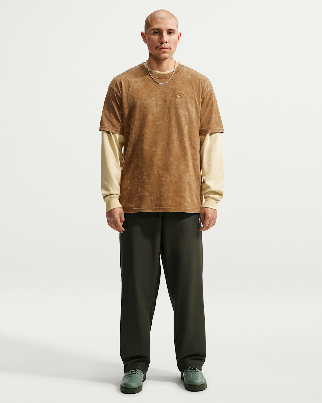 Nike Club Men's Straight Stretch Pants - Sequoia/White