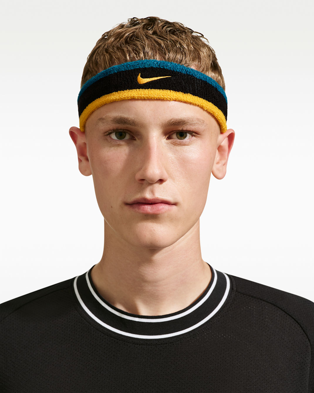 Nike Swoosh Classic Headband - Black/Green Abyss/University Gold