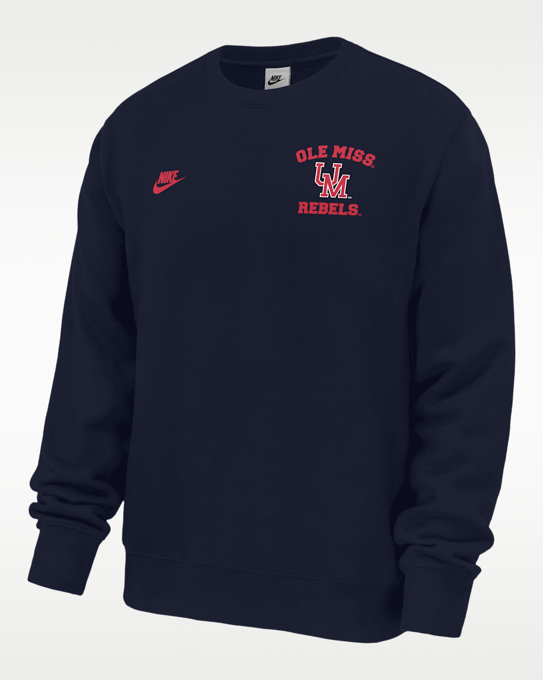 Ole Miss Rebels Club Men's Nike Football Fleece Crew-Neck Sweatshirt - College Navy