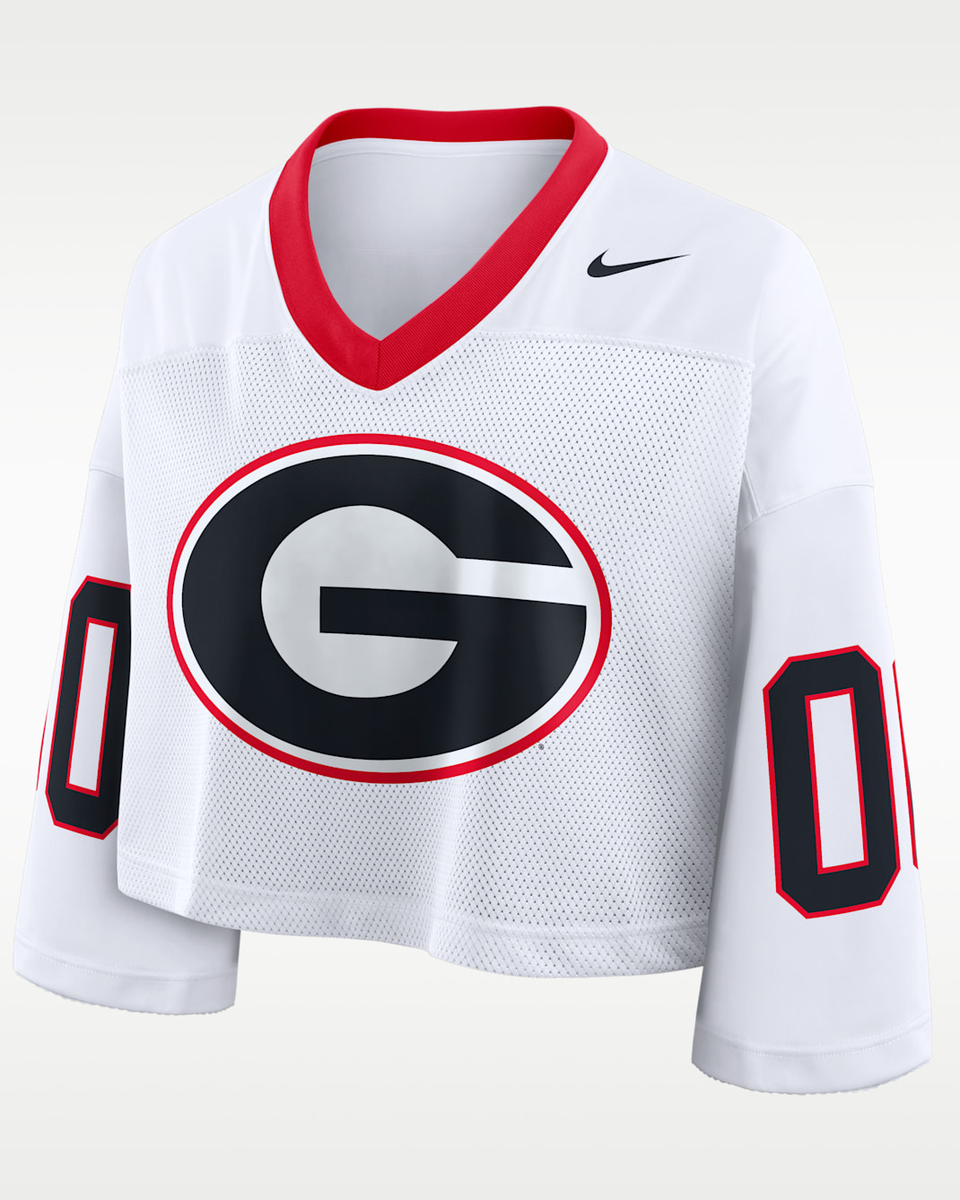 Georgia Logo Women's Nike Dri-FIT College Cropped Jersey - White/University Red