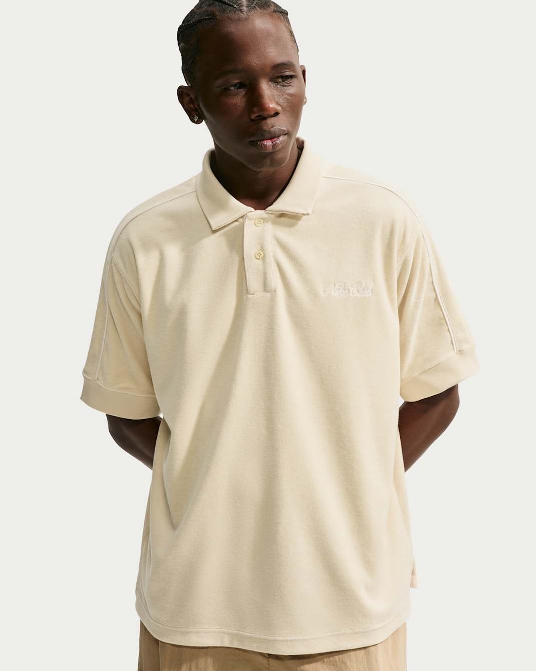 Nike Sportswear Club Men's French Terry Polo - Light Khaki/Phantom/Tough Red/Phantom