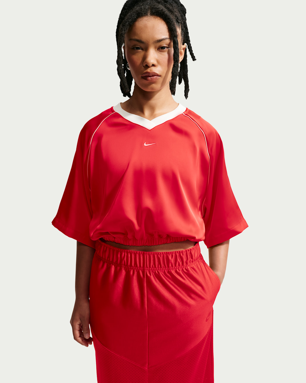 Haut oversize en satin Nike Sportswear pour femme - Light Crimson/Sail