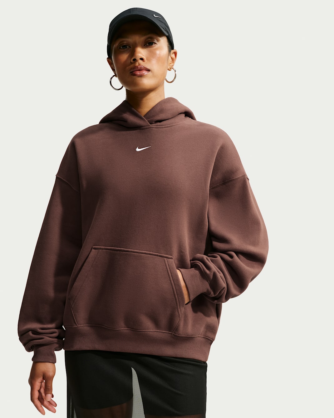Felpa con cappuccio oversize Nike Studio Fleece Medium Weight – Donna - Cacao Wow/Sail
