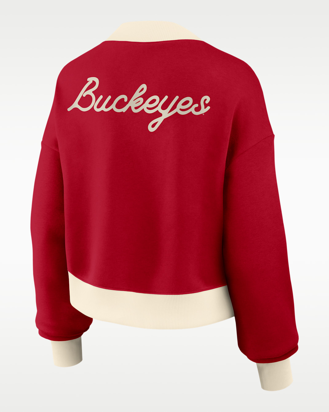 Ohio State Academic Women's Nike College Oversized Cropped Full-Zip Bomber Jacket