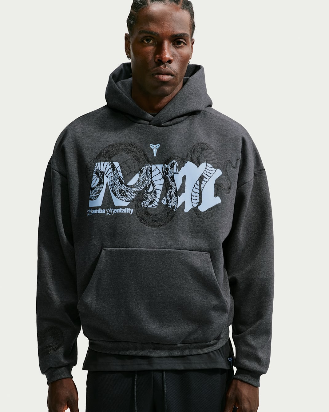 Kobe Nike Men's Therma-FIT Basketball Hoodie - Black Heather/Light Armoury Blue