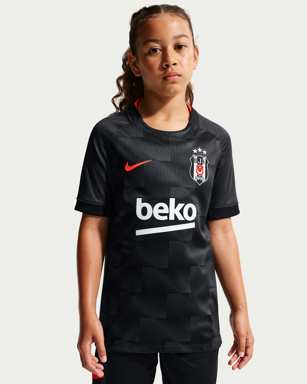 Beşiktaş J.K. 2026/27 Third Older Kids' Nike Dri-FIT Football Replica Shirt - Black/Off-Noir/Bright Crimson/Bright Crimson