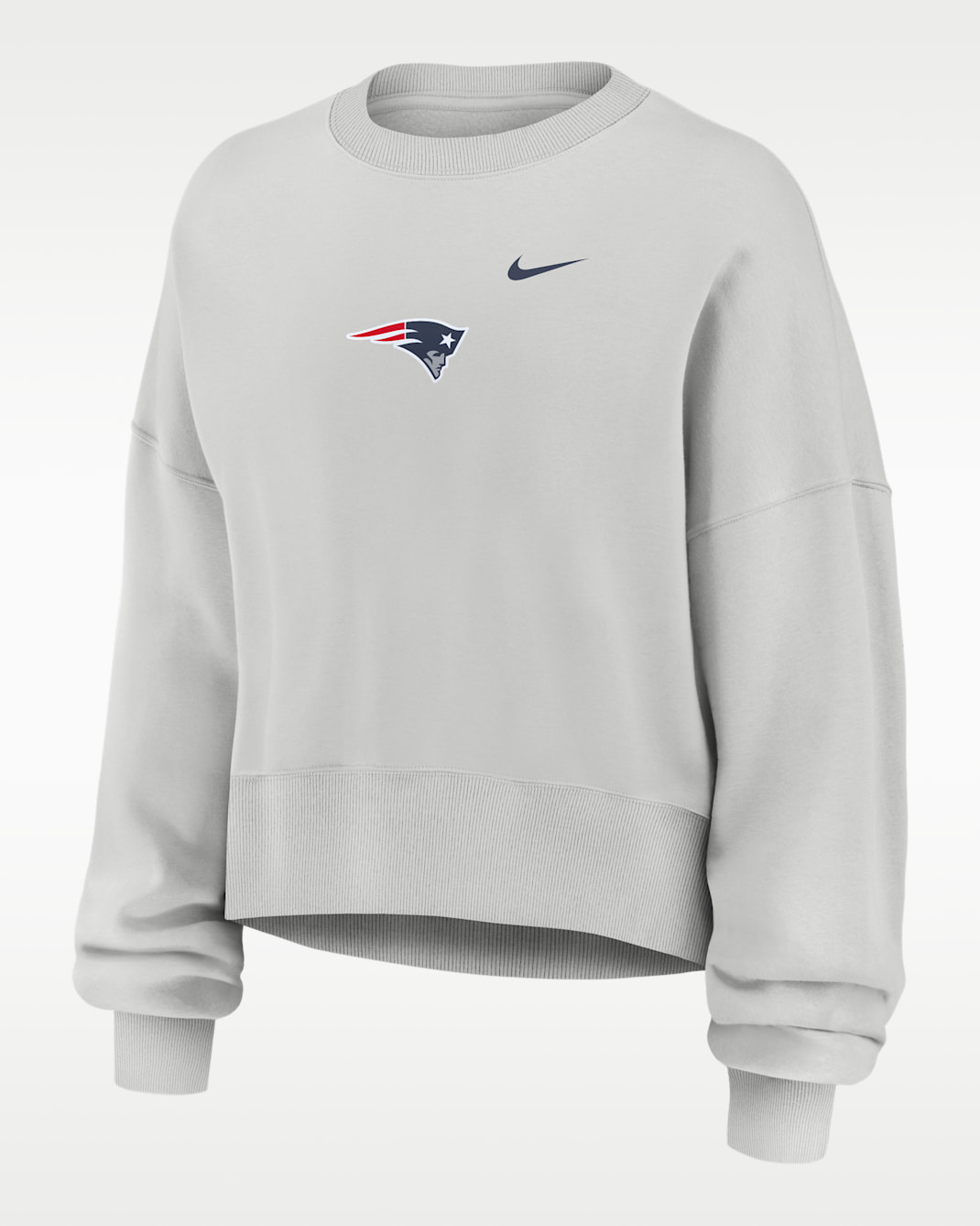 New England Patriots Primetime Phoenix Women's Nike NFL Oversized Pullover Crew - Grey