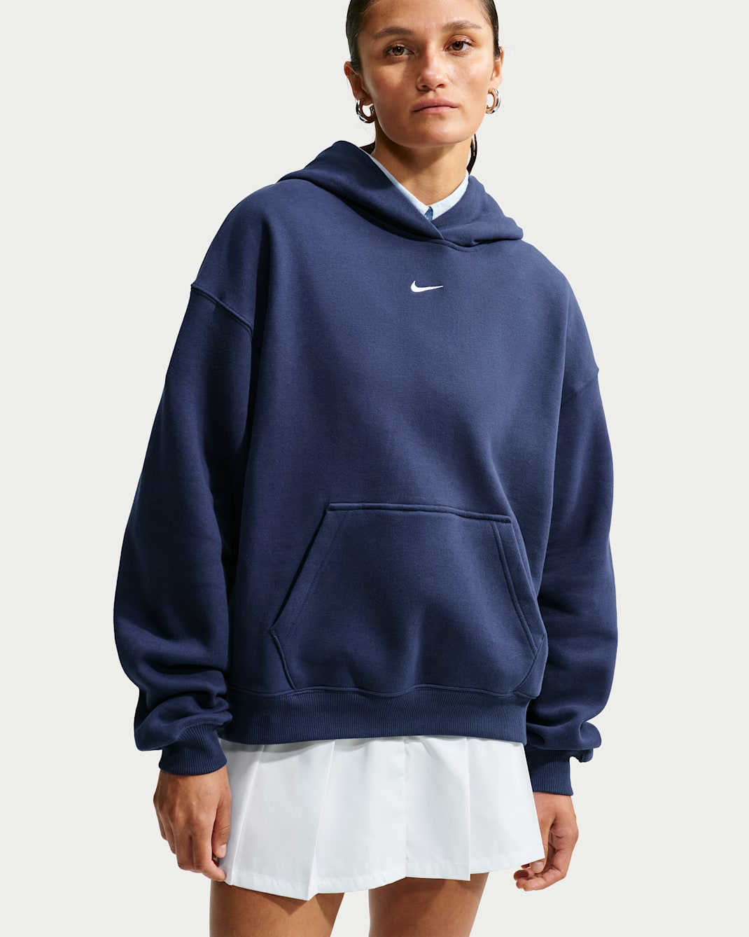 Felpa con cappuccio oversize Nike Studio Fleece Medium Weight – Donna - Midnight Navy/Sail