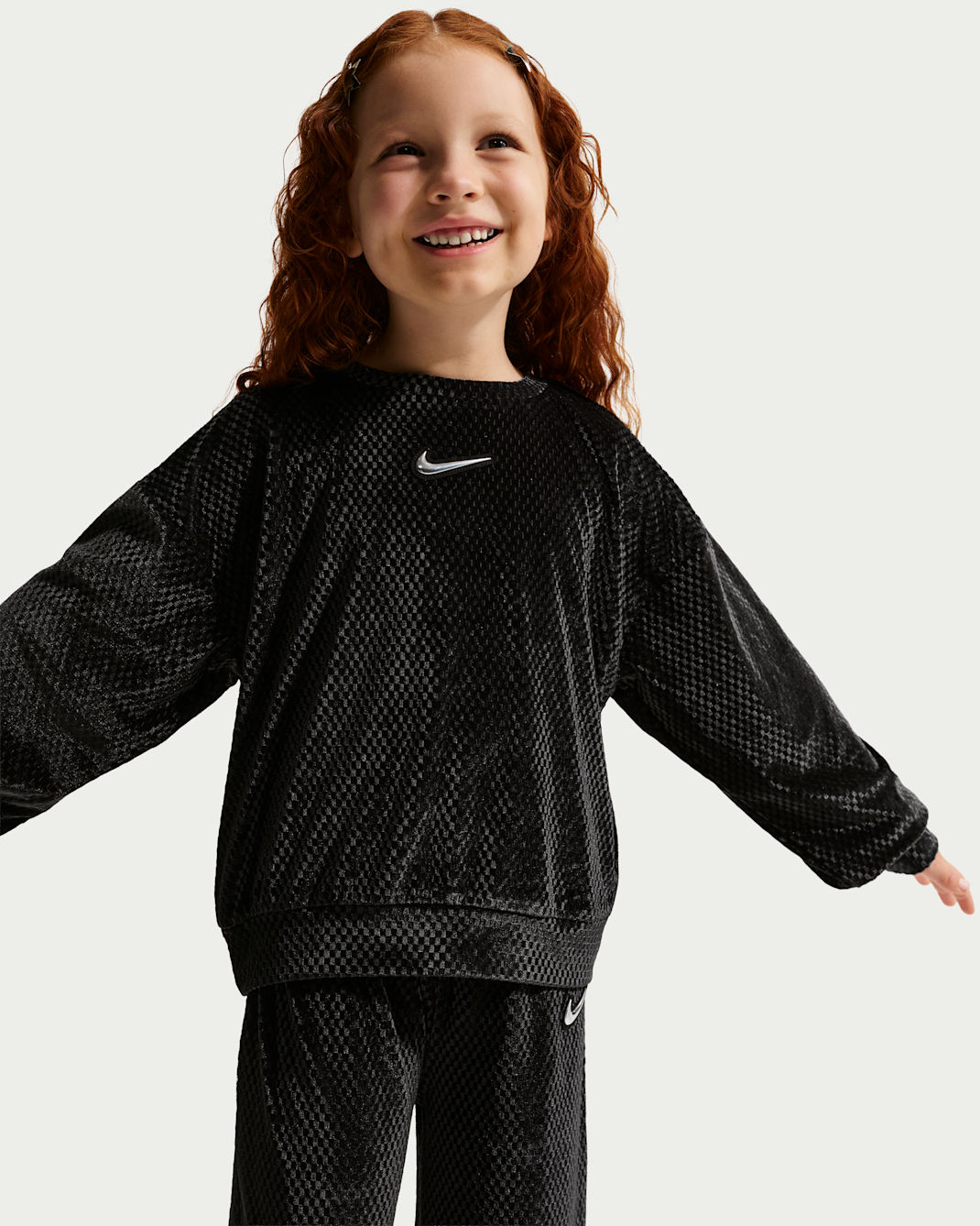 Nike Little Kids' Swoosh Sparkle 2-Piece Velvet Pants Set