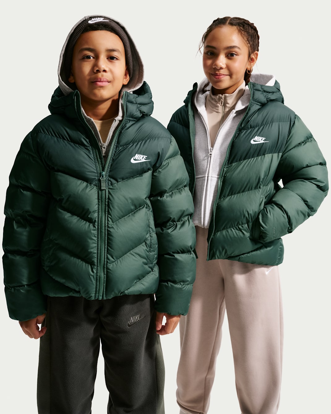 Nike Sportswear All Day Play Big Kids' Therma-FIT Loose-Fit Puffer Jacket - Camo Green/Black Spruce/White