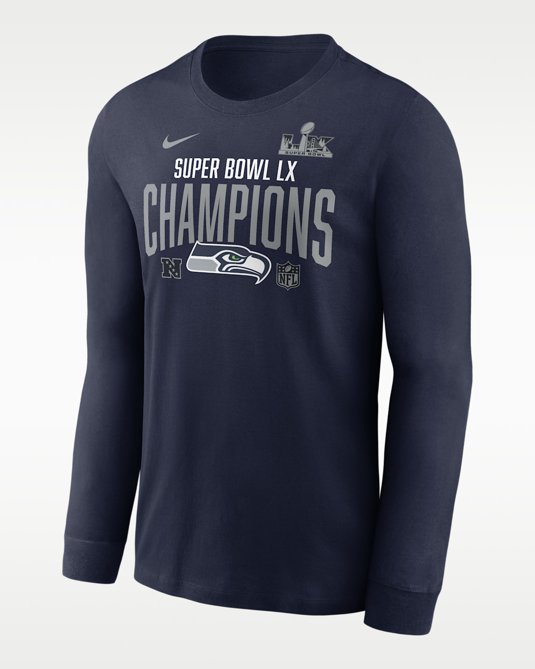Seattle Seahawks Super Bowl LX Champions Going Yard Men's Nike NFL Long-Sleeve T-Shirt - College Navy