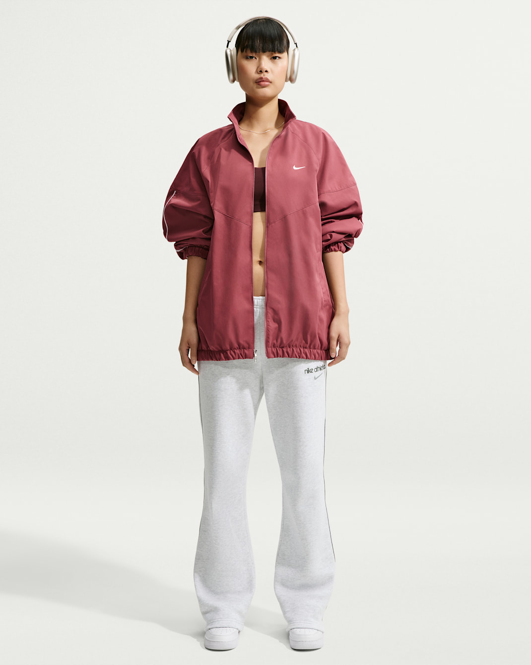 Nike Studio Fleece Medium Weight Women's Mid-Rise Open-Hem Trousers - Birch Heather