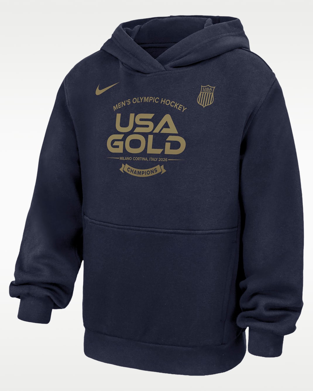 Nike US Olympic Team Club Big Kids' Pullover Fleece Hoodie - Navy/Gold