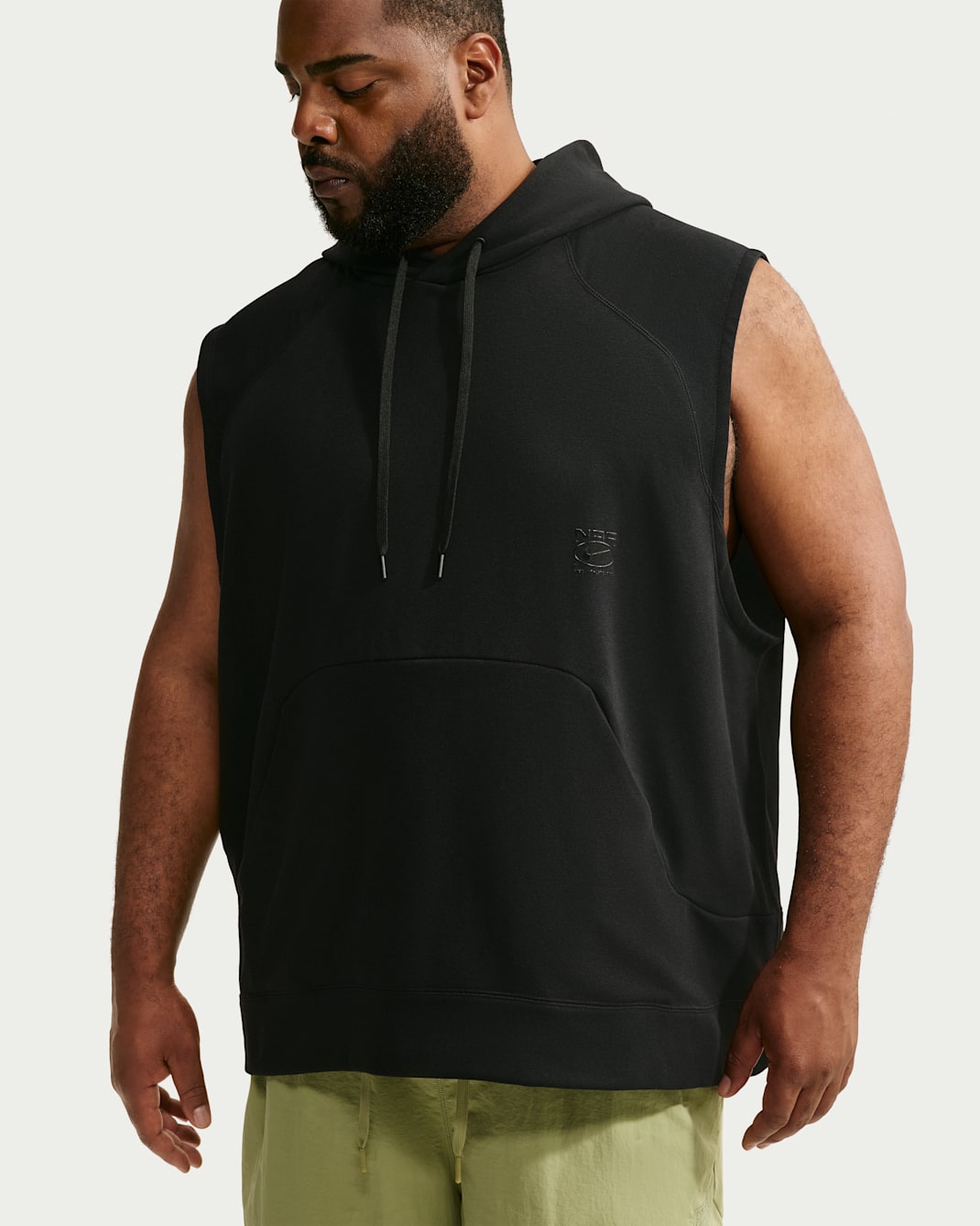 Nike N.A.C. Men's Dri-FIT Fleece Sleeveless Training Hoodie - Black/Black