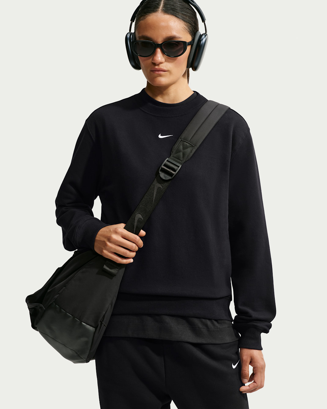 Sudadera de cuello redondo para mujer Nike Studio Fleece Lightweight "French Terry" - Total Black/Vela