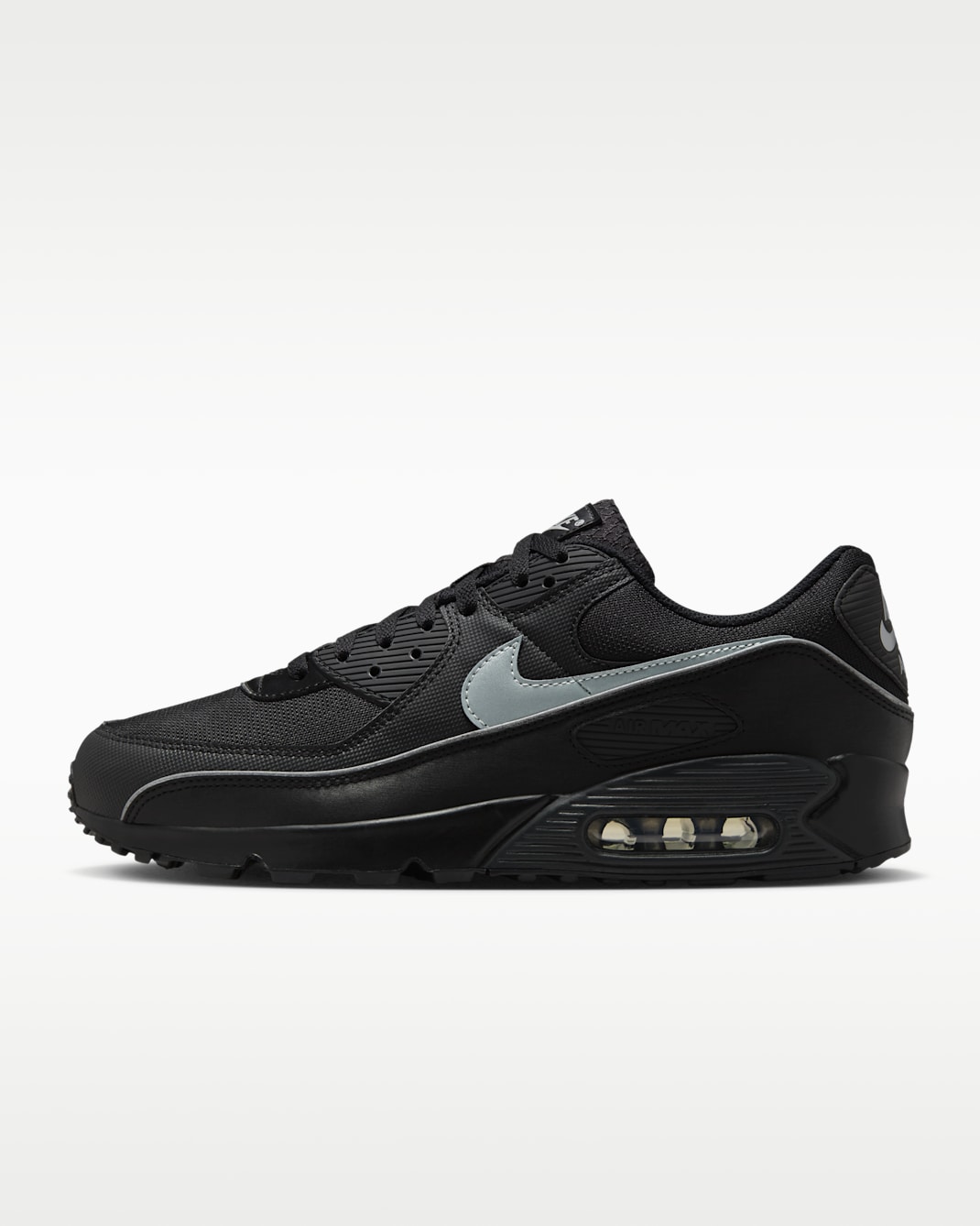 Nike Air Max 90 Premium Men's Shoes With Reflective Design Accents - Black/Black/Anthracite/Multi-Colour