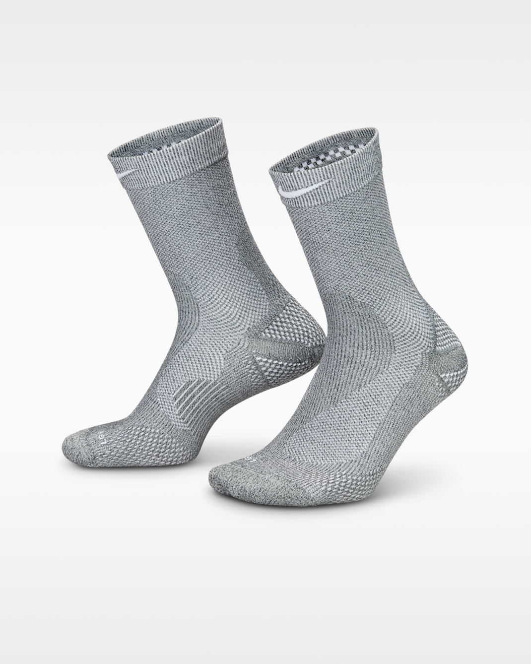 Nike Running Lightweight Crew Socks (1 Pair) - Dark Smoke Grey/Pure Platinum/Light Smoke Grey/White
