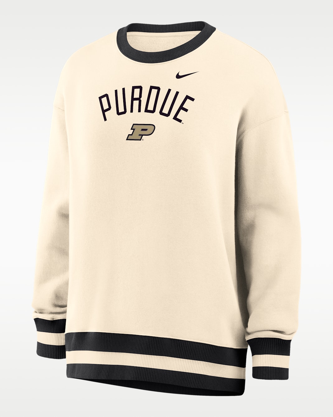 Nike Phoenix (Purdue) Women's Oversized Crew-Neck Sweatshirt - Natural/Black