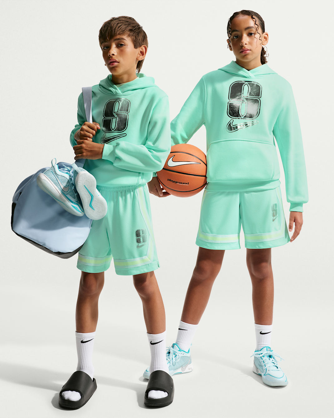 Sabrina Big Kids' Crossover Dri-FIT Basketball Shorts - Mint Foam/Barely Volt/White