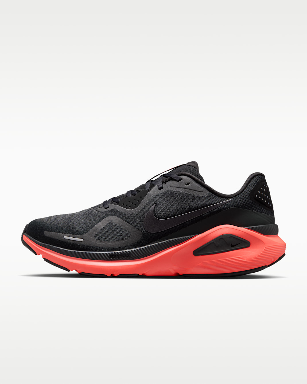 Nike Structure 26 Men's Road Running Shoes - Black/Bright Crimson/Dark Smoke Grey/Metallic Dark Grey