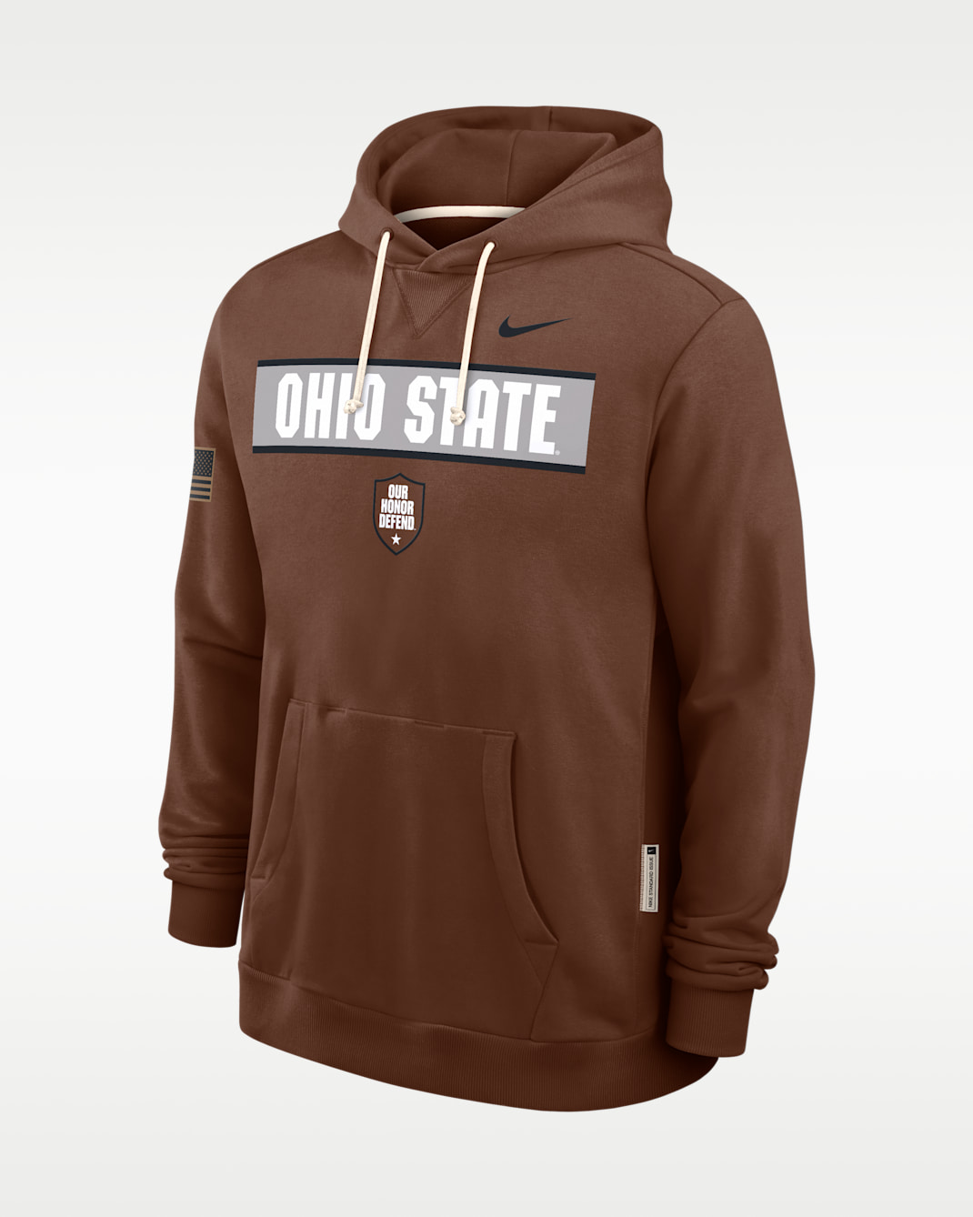 Ohio State 2026 Military Appreciation Standard Issue Men's Nike Dri-FIT College Pullover Hoodie - Brown