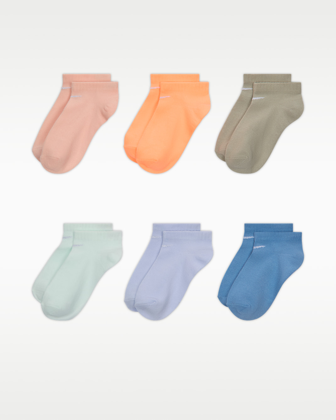 Nike Kids' Metallic Swoosh No-Show Socks (6 Pairs) - Arctic Orange