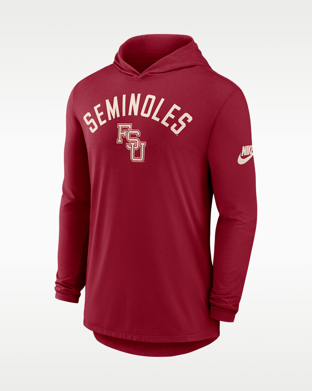 Florida State Legacy Arch Men's Nike Dri-FIT College Long-Sleeve Hooded T-Shirt - Garnet